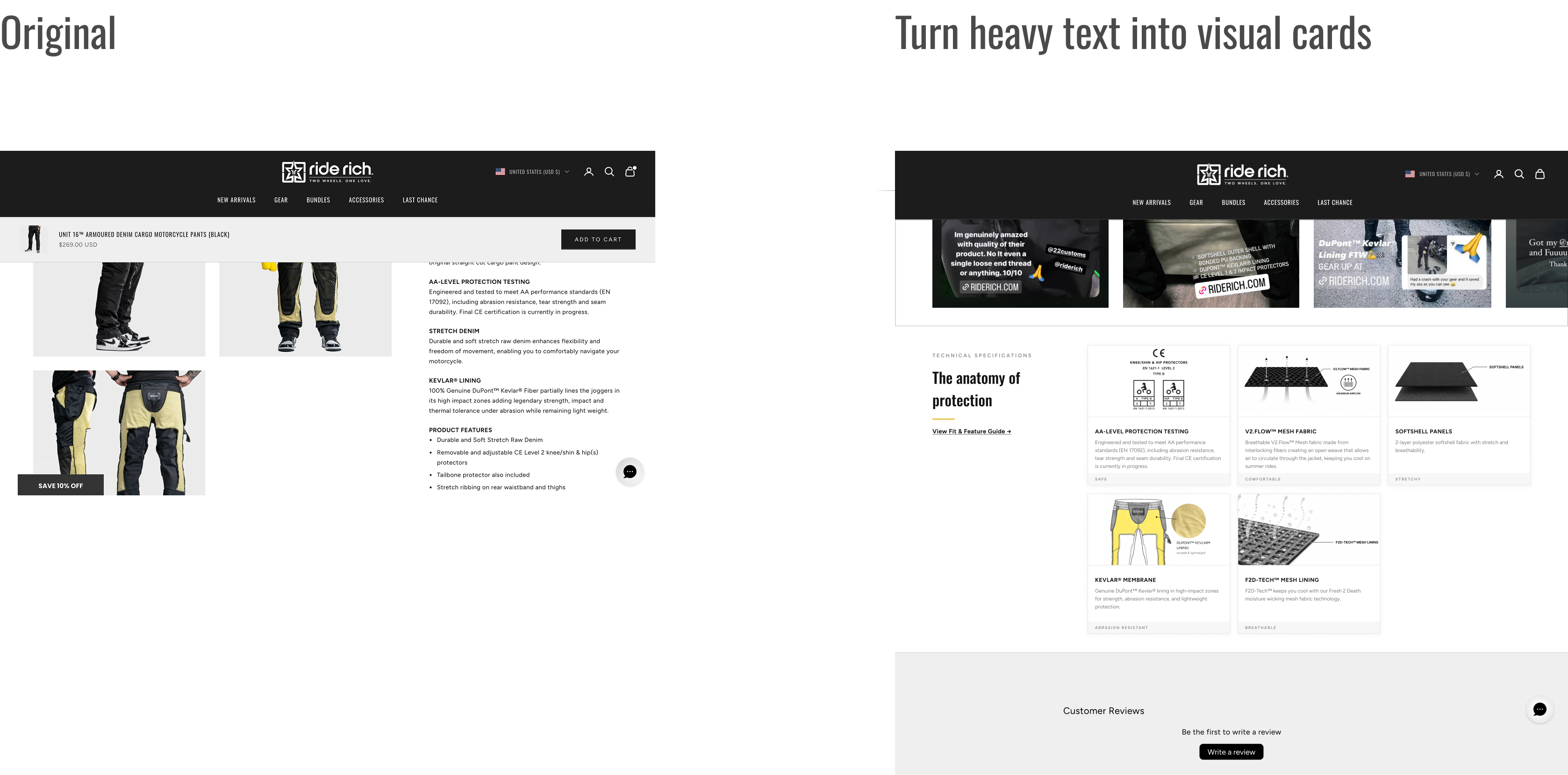 Solution 03 — turning heavy text into visual spec cards