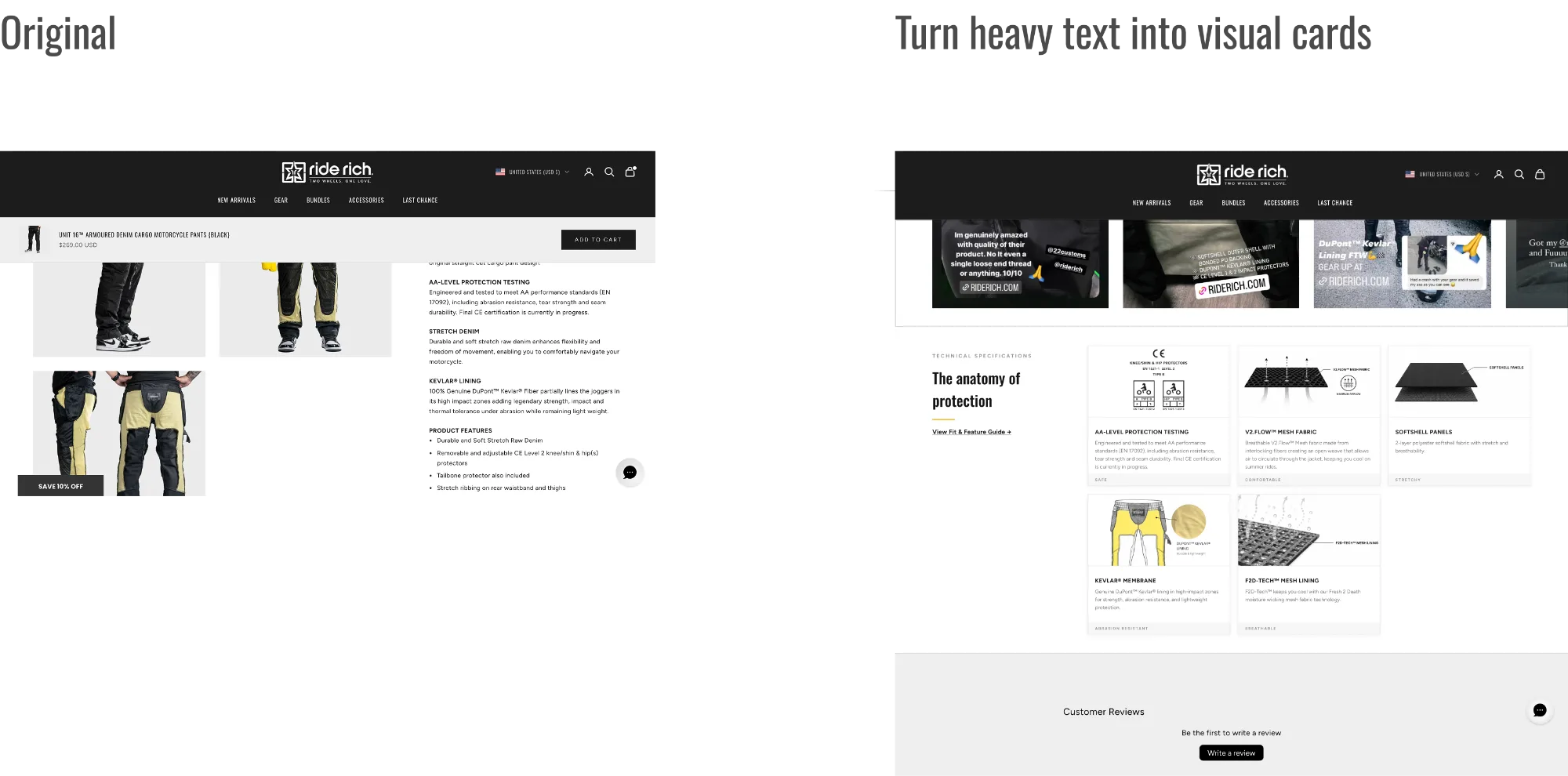 Solution 03 — turning heavy text into visual spec cards